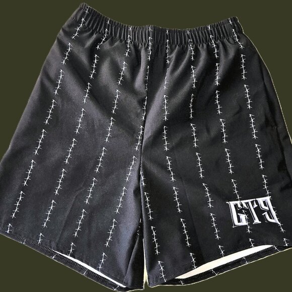 Men's Size Medium Black Barbed Wire Pinstriped Shorts NEW - Picture 2 of 4